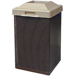 MF3051 Wausau Steel Trash Receptacle with Plastic Pitch-In Top