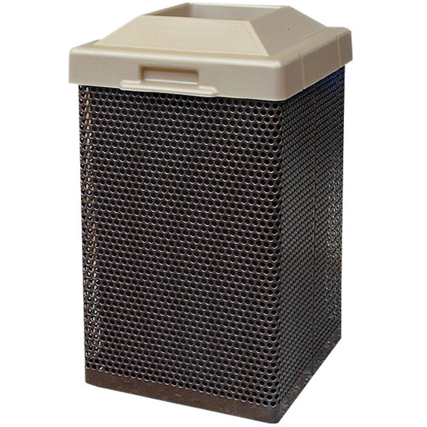 Wausau Steel Trash Receptacle with Plastic Pitch-In Top