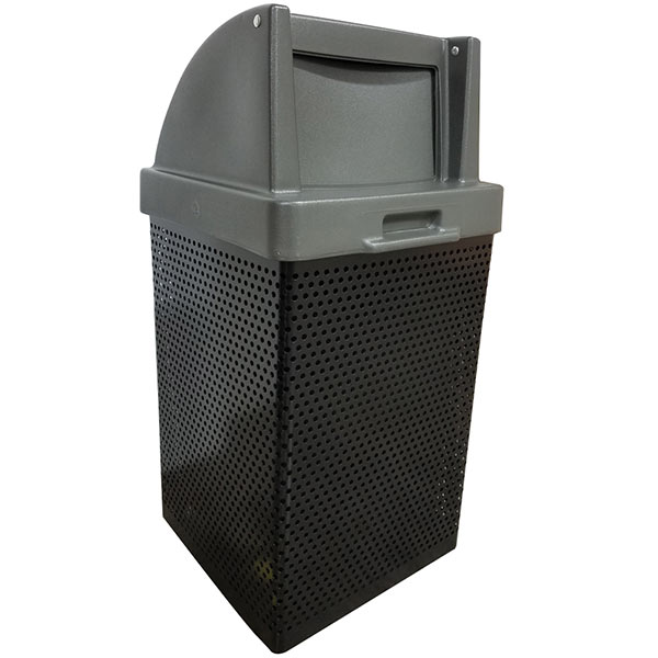 Wausau Steel Trash Receptacle with Plastic Push Door Top