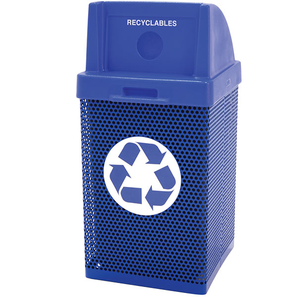 Wausau Steel Trash Receptacle with Plastic Recycle Top