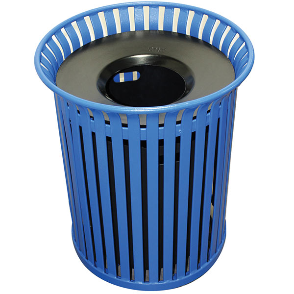Flat Steel Trash Receptacle with Aluminum Funnel Top