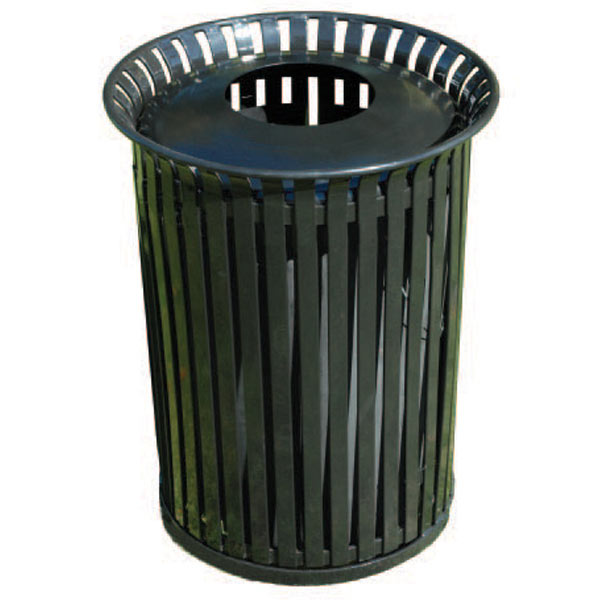 Flat Steel Trash Receptacle with Aluminum Pitch-In Top