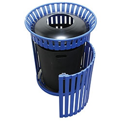 MF3220 Flat Steel Trash Receptacle with Aluminum Pitch-In Top and Side Door