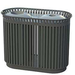 MF3261 Double Flat Steel Trash Receptacle with Two  Aluminum Tops
