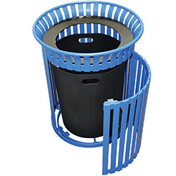 MF3280 Flat Steel Trash Receptacle with Aluminum Funnel Top