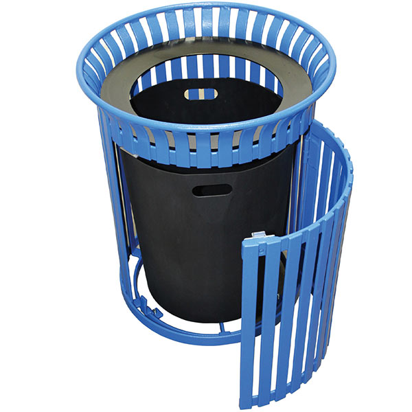 Flat Steel Trash Receptacle with Aluminum Funnel Top