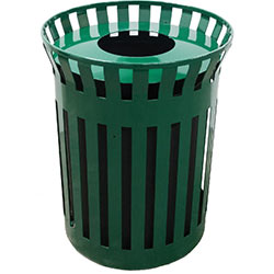 MF3298 Short Flat Steel Trash Receptacle with Aluminum Funnel Top