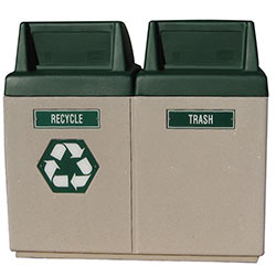 TF1007 Concrete 2-Bin Trash and Recycle Container