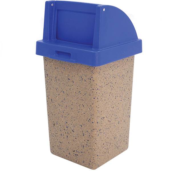 Concrete Trash Receptacle with Push-Door Plastic Top