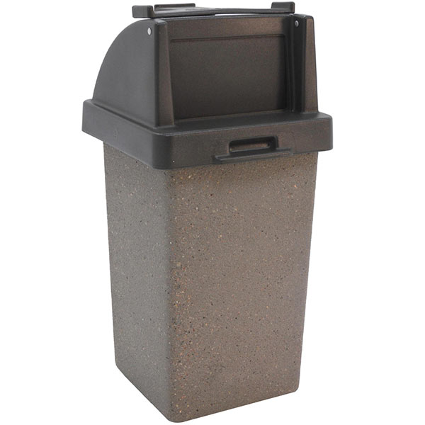 Concrete Trash Receptacle with Tray Caddy Plastic Top
