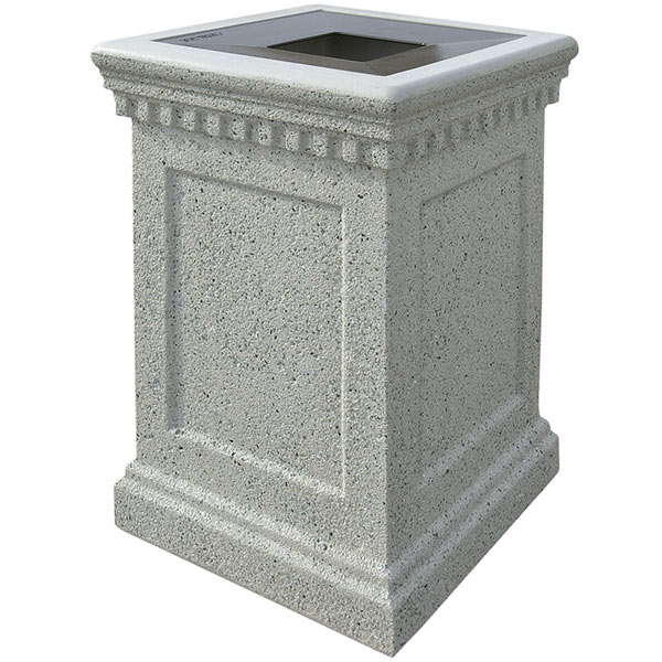 Concrete Colonial Trash Receptacle with Aluminum Top