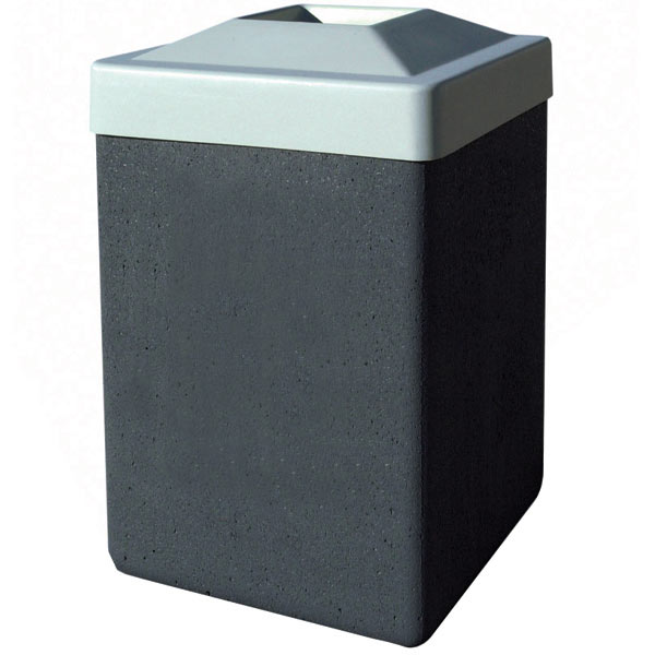 Concrete Trash Receptacle with Pitch-In Plastic Top