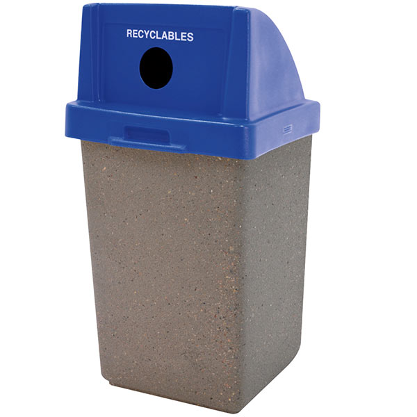 Concrete Trash Receptacle with Recycle Plastic Top