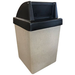 TF1029 Concrete Trash Receptacle with Steel Door and Push Door Plastic Top