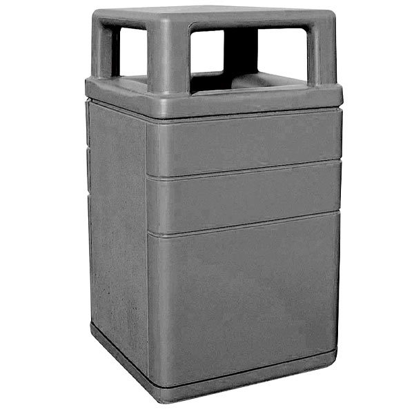 Concrete Trash Receptacle with Aluminum Side Door and 4-Way Top
