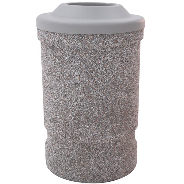 Concrete Trash Receptacle with Pitch-In Plastic Top