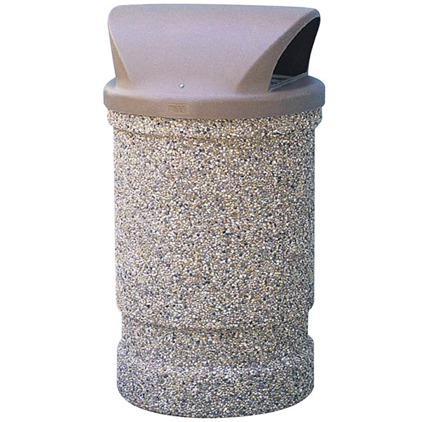 Concrete Trash Receptacle with Domed Plastic Top