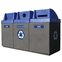 TF1222 Concrete 3-Bin Trash and Recycle Container