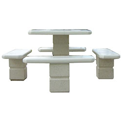 TF3090 Footed Square Pedestal Concrete Table Set