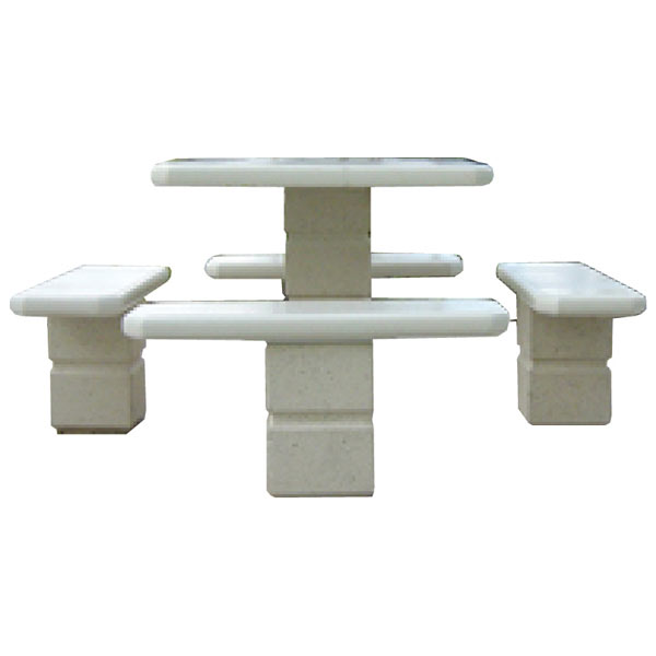Footed Square Pedestal Concrete Table Set