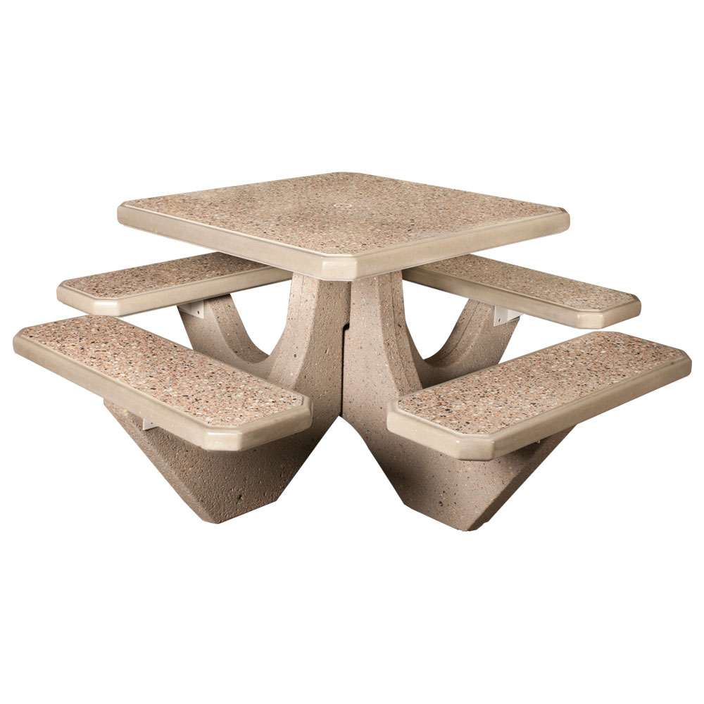 4-Seat Square Concrete Table Set