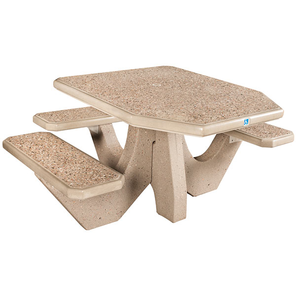 3-Seat Square Concrete Table ADA Compliant Set