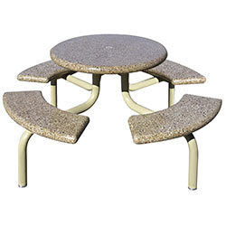 TF3138 4-Seat Round Concrete Table Set with Metal Legs