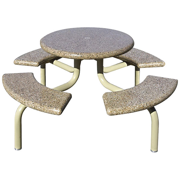 4-Seat Round Concrete Table Set with Metal Legs