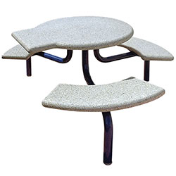 TF3139 3-Seat Round Concrete ADA Compliant Table Set with Metal Legs