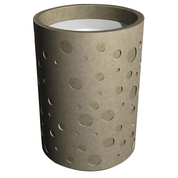 Concrete Patterned Trash Receptacle with Aluminum top