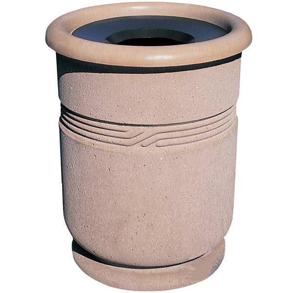 Concrete Classical Trash Receptacle with Aluminum Top