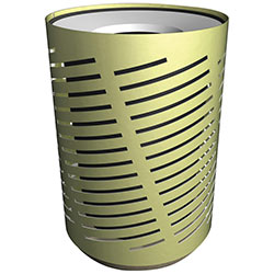 WS303 Flared Steel Trash Receptacle with Patterned Wall and Aluminum top