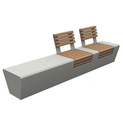 ZB.WL.16 Large Bench with Two Single Seats with Backrests