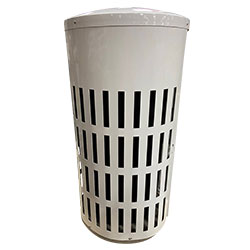 MF3302 Steel Trash Receptacle with Side Door and Concrete Base